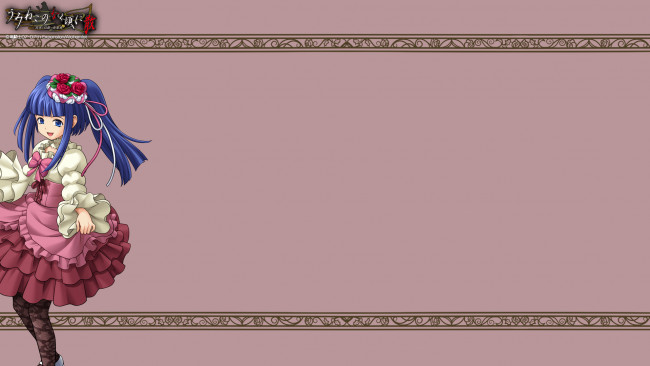 Обои картинки фото аниме, umineko no naku koro ni, взгляд, девушка, фон