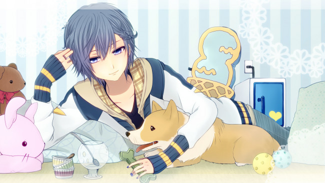 Обои картинки фото аниме, vocaloid, фон, взгляд