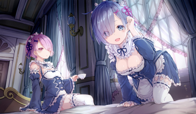 Обои картинки фото аниме, re,  zero kara hajimeru isekai seikatsu, rem, ram