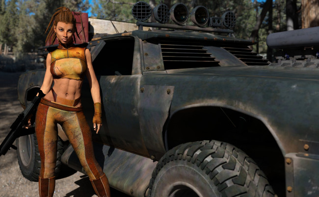 Обои картинки фото 3д графика, люди , people, девушка, взгляд, фон