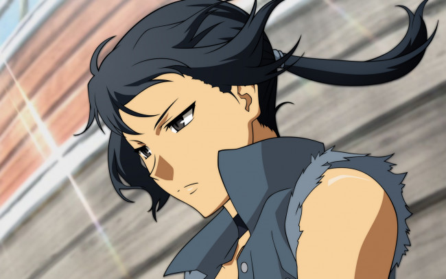 Обои картинки фото аниме, canaan, фон, взгляд, девушка