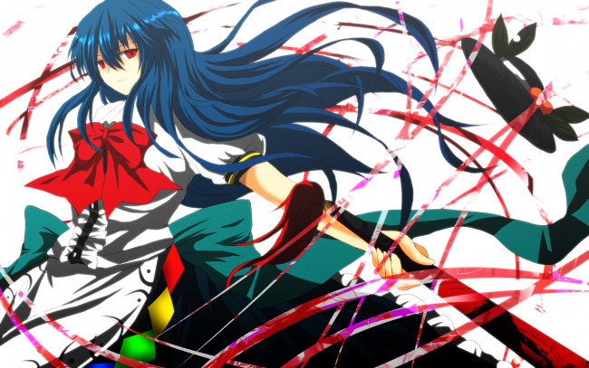 Обои картинки фото аниме, touhou, взгляд, девушка, фон