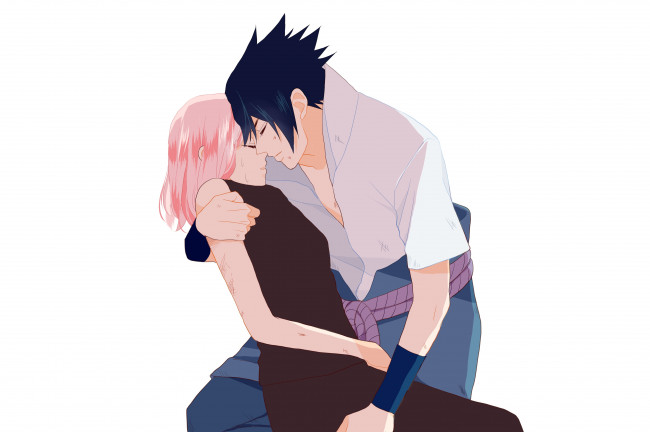 Обои картинки фото аниме, naruto, саске, сакура