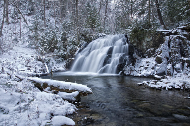 Обои картинки фото природа, водопады, скала, река, водопад