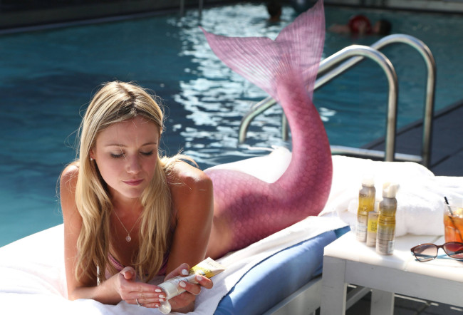 Обои картинки фото фэнтези, фотоарт, русалка, хвост, девушка, фон