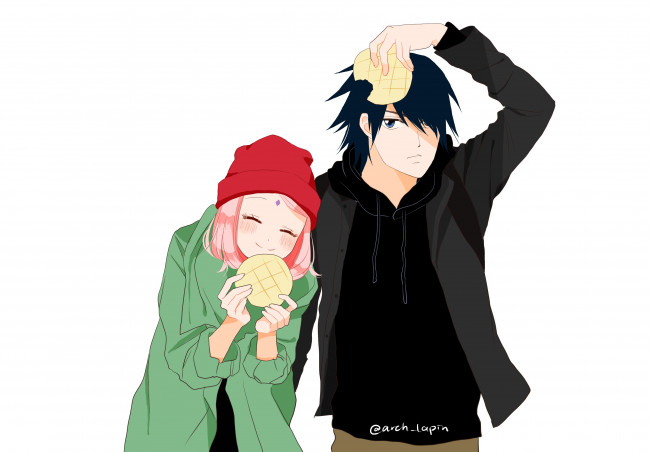 Обои картинки фото аниме, naruto, саске, сакура