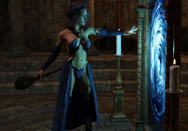 Обои картинки фото 3д графика, фантазия , fantasy, девушка, взгляд, фон