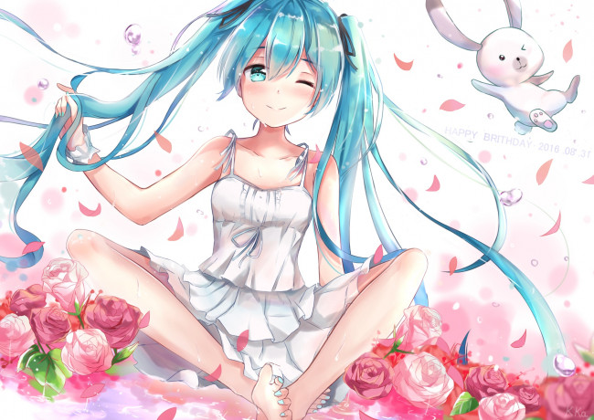 Обои картинки фото аниме, vocaloid, фон, взгляд, девушка