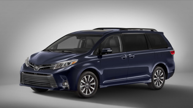 Обои картинки фото toyota sienna 2018, автомобили, toyota, синяя, 2018, sienna