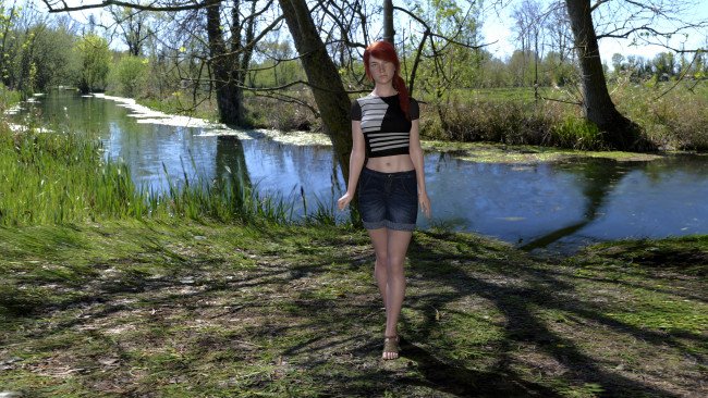 Обои картинки фото 3д графика, люди , people, девушка, взгляд, фон