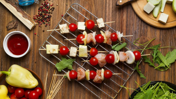 Картинка еда шашлык +барбекю кетчуп зелень