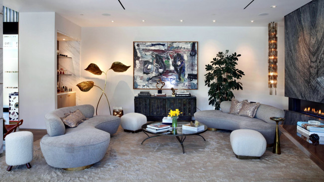 Обои картинки фото интерьер, гостиная, мягкий, уголок, торшер, картина