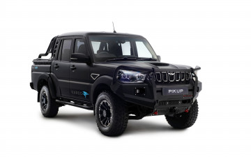 Картинка автомобили mahindra pik up karoo dusk double cab 4k студия 2021 года джип za spec черный пикап
