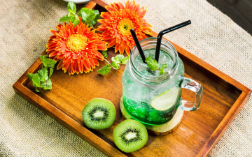 Картинка еда напитки +коктейль мохито коктейль мята киви