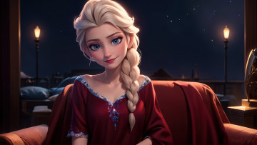 Картинка рисованное кино +мультфильмы elsa ai art frozen персонаж анимация
