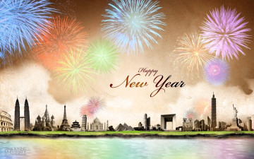 Картинка праздничные -+разное+ новый+год салют города достопримечательности