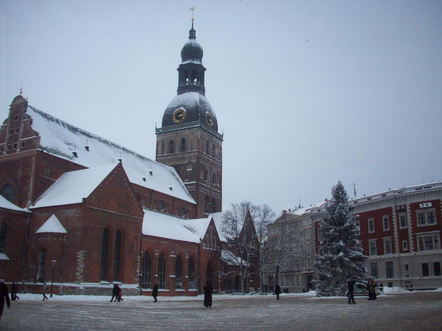 Обои картинки фото старая, рига, домская, площадь, города, латвия