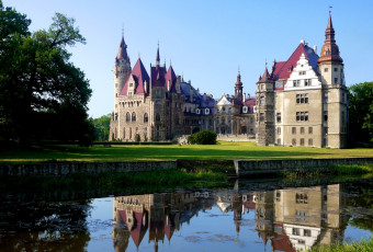 Картинка замок можна польша города дворцы замки крепости вода каменный деревья