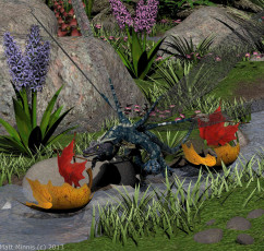 Картинка 3д графика fantasy фантазия bubbles leafboat race