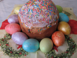 Картинка праздничные пасха кулич яйца крашенки