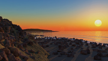 Картинка 3д графика nature landscape природа солнце