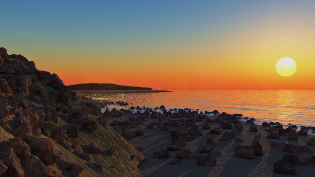 Обои картинки фото 3д, графика, nature, landscape, природа, солнце