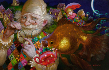 Картинка виктор+низовцев+-+дедушкины+сказки рисованные виктор+низовцев рыба волшебство детство виктор низовцев колыбельная дедушкины сказки