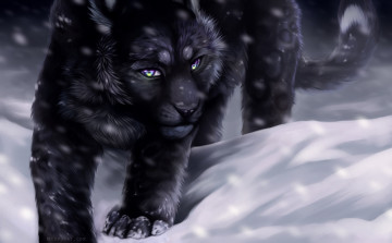 Картинка рисованные животные +коты кот снег