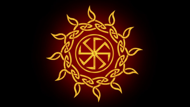 Обои картинки фото рисованные, минимализм, русь, Язычество, солнцеворот, солнце, славяне