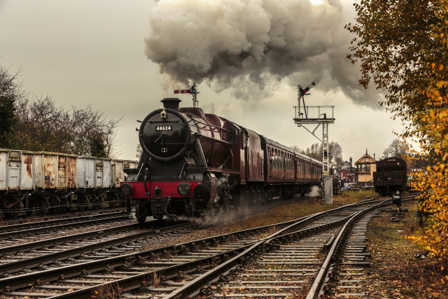 Обои картинки фото техника, паровозы, паровоз, дорога, железная