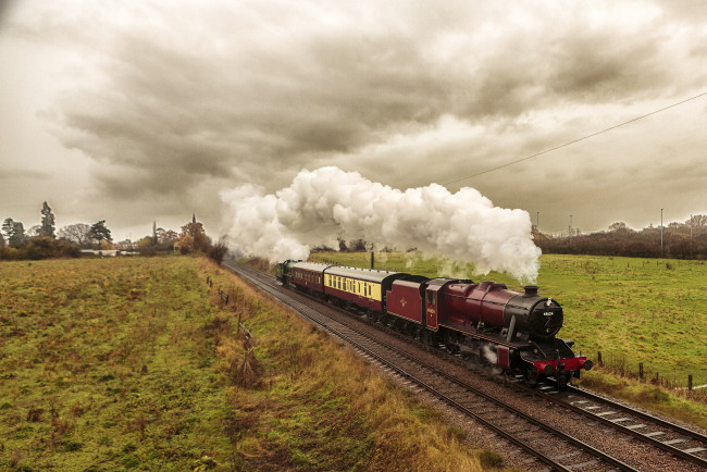 Обои картинки фото техника, паровозы, паровоз, дорога, железная