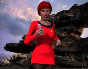 Картинка 3д+графика люди+ people рыжая фон взгляд девушка