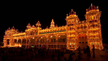 Картинка города -+дворцы +замки +крепости майсур индия штат карнатака дворец фестиваль дасара ночь огни