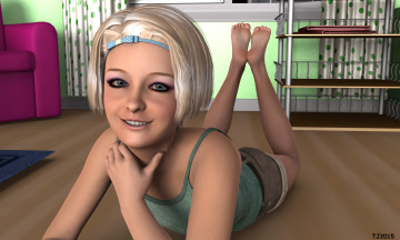 обоя 3д графика, люди , people, девушка, взгляд, фон