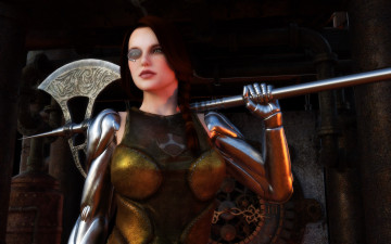 Картинка 3д+графика амазонки+ amazon взгляд девушка оружие фон