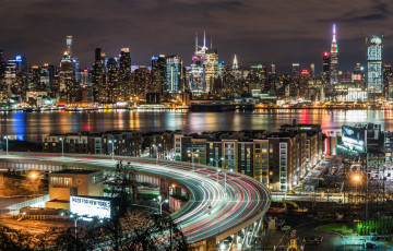 Картинка city+life города -+огни+ночного+города ночь хайвей огни