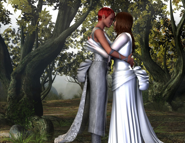 Обои картинки фото 3д графика, люди , people, фон, девушки, взгляд