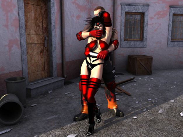 Обои картинки фото 3д графика, фантазия , fantasy, парень, взгляд, фон, девушка