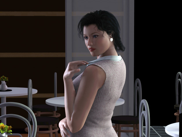 Обои картинки фото 3д графика, люди , people, девушка, фон, взгляд