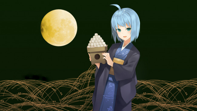 Обои картинки фото автор,  natashya , pommier, аниме, unknown,  другое, ночь, луна, девушка