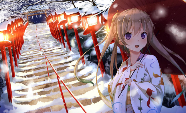 Обои картинки фото аниме, aokana, ao, no, kanata, four, rhythm, ryuuguu, yassuu, девочка, arisaka, mashiro, зима