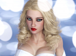 Картинка 3д+графика портрет+ portraits фон взгляд девушка