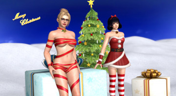 Картинка 3д+графика праздники+ holidays девушки взгляд фон