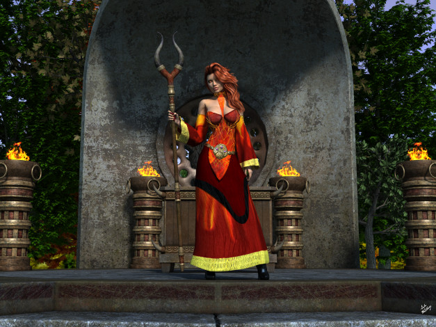 Обои картинки фото 3д графика, фантазия , fantasy, фон, взгляд, девушка