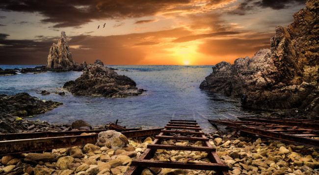 Обои картинки фото природа, побережье, рассвет