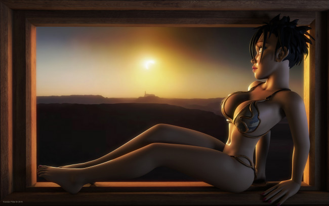 Обои картинки фото 3д графика, ___, девушка, фон, взгляд