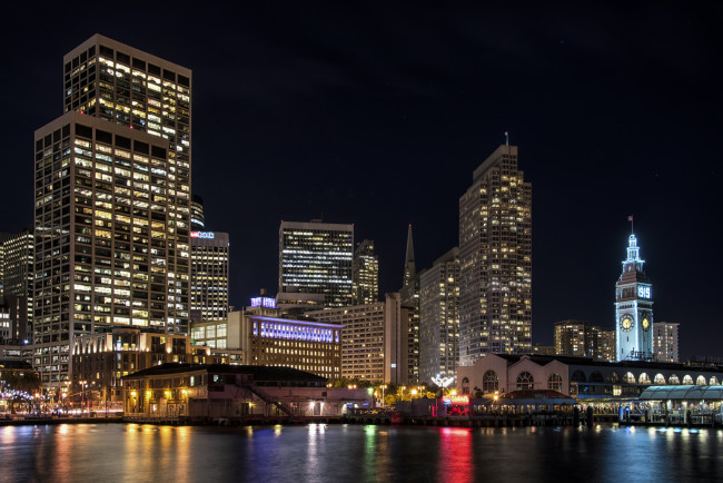 Обои картинки фото pier 2  san francisco, города, сан-франциско , сша, ночь