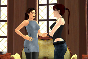 обоя 3д графика, люди , people, фон, взгляд, девушки