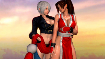 обоя 3д графика, люди , people, фон, взгляд, девушки