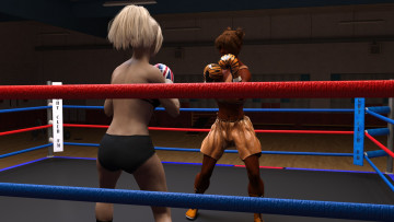 Картинка 3д+графика спорт+ sport взгляд фон ринг бокс девушки